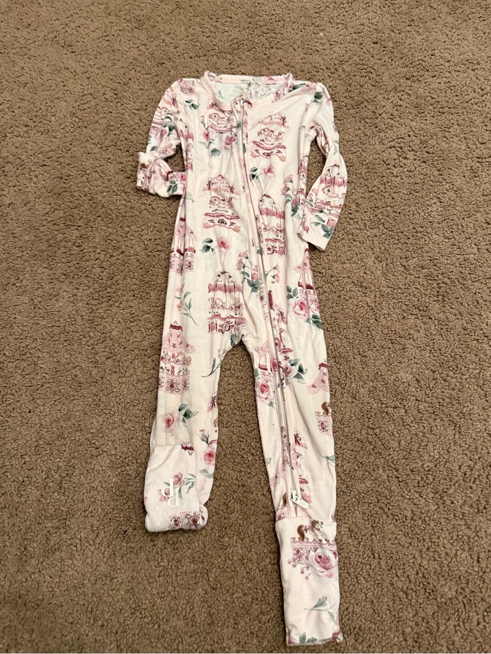 Posh Peanut Pink Floral Footed One-Piece Pajama